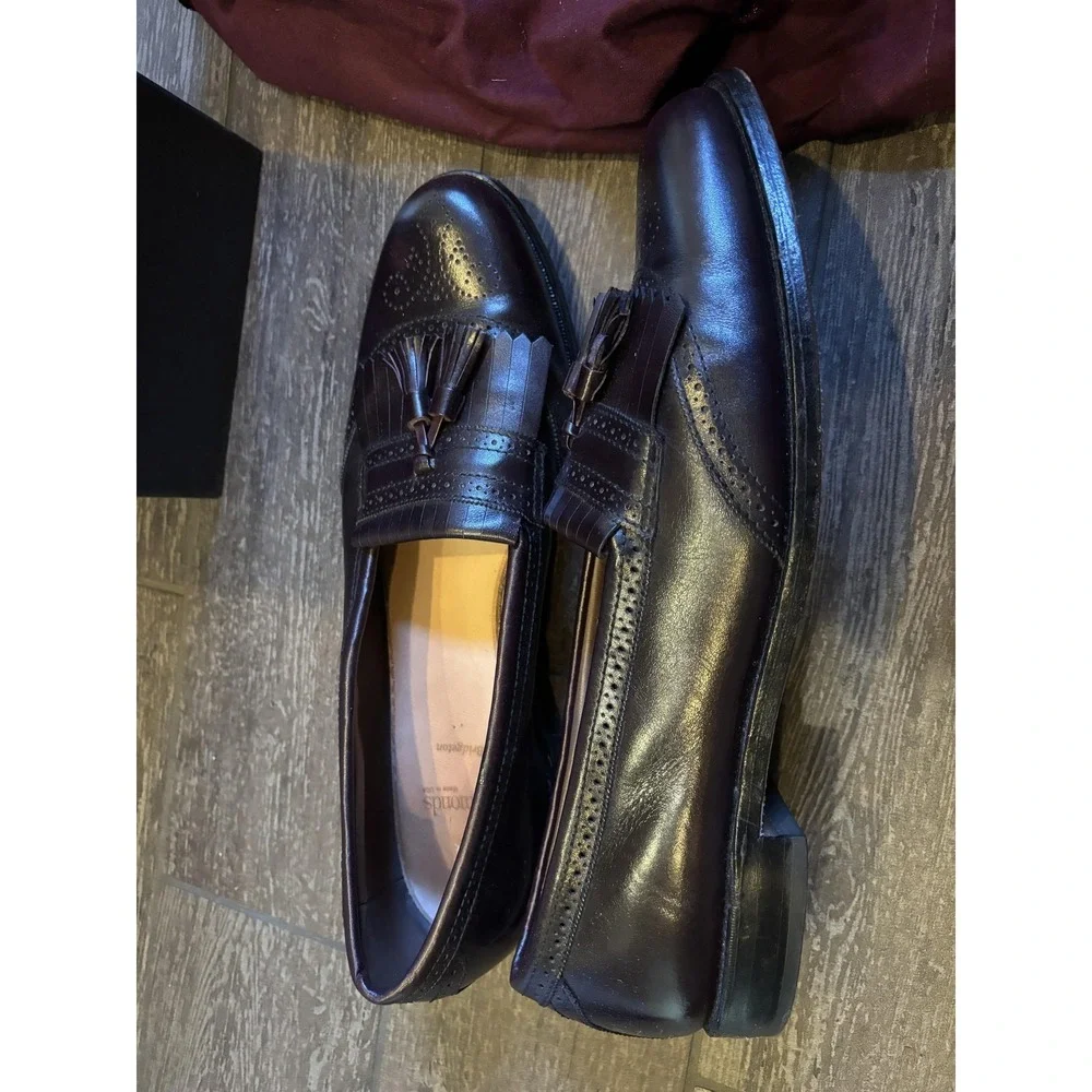 Allen Edmonds Shoes Mens Size 14 AA Burgundy Bridgeton Tassel Loafers USA
